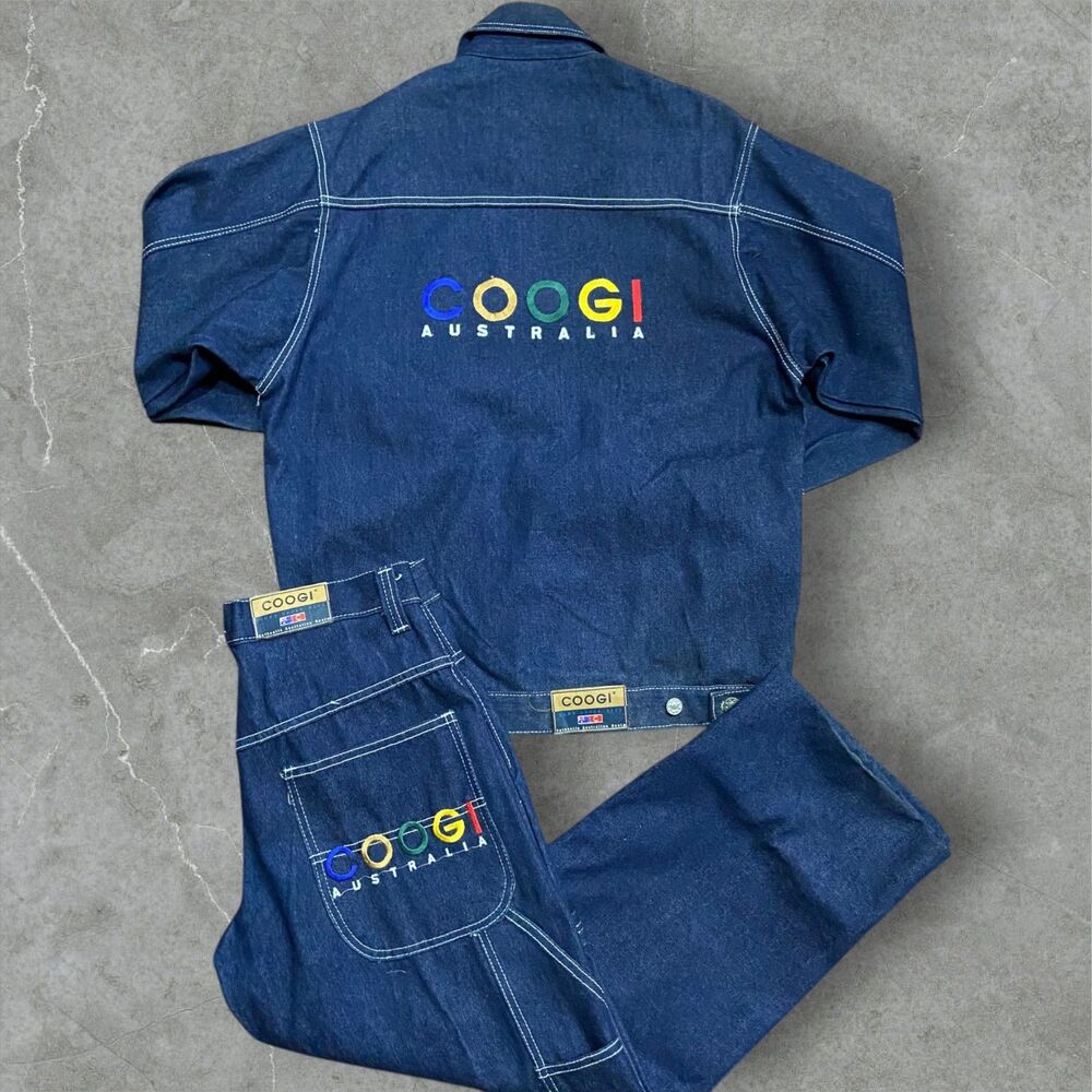 Coogi Sport Australia Vintage Dark Denim Jean Jacket w/ Jeans Men's Size Medium